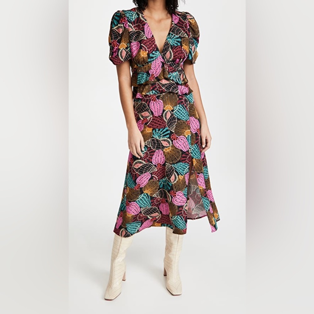 FARM Rio Shell Mix Midi Dress, XS, NWT